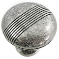 Mng 1 1/2" Striped Knob, Distressed Antique Silver 13211